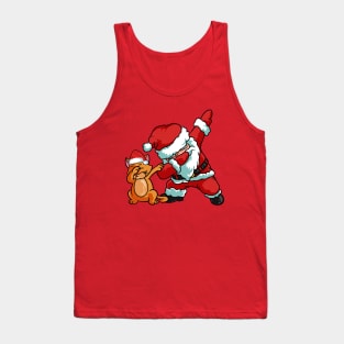 Funny Santa Claus and Dabbing Cat Tank Top